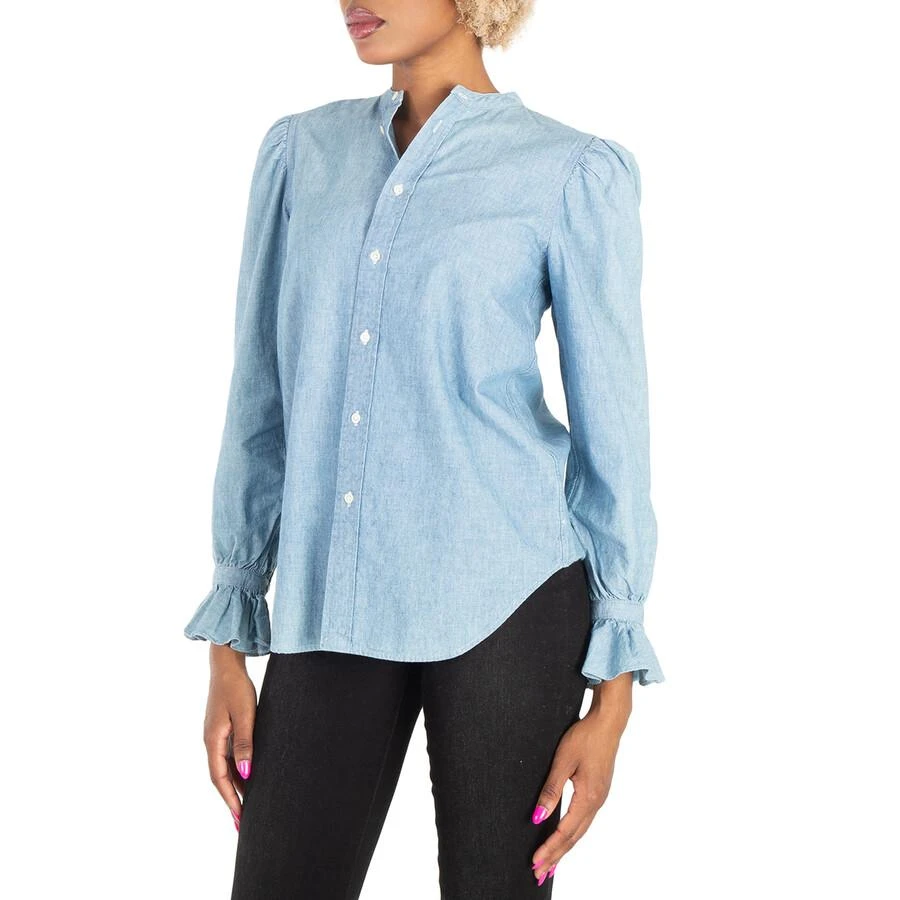 Ralph Lauren Puff-Sleeve Frill-Trimmed Denim Shirt 2