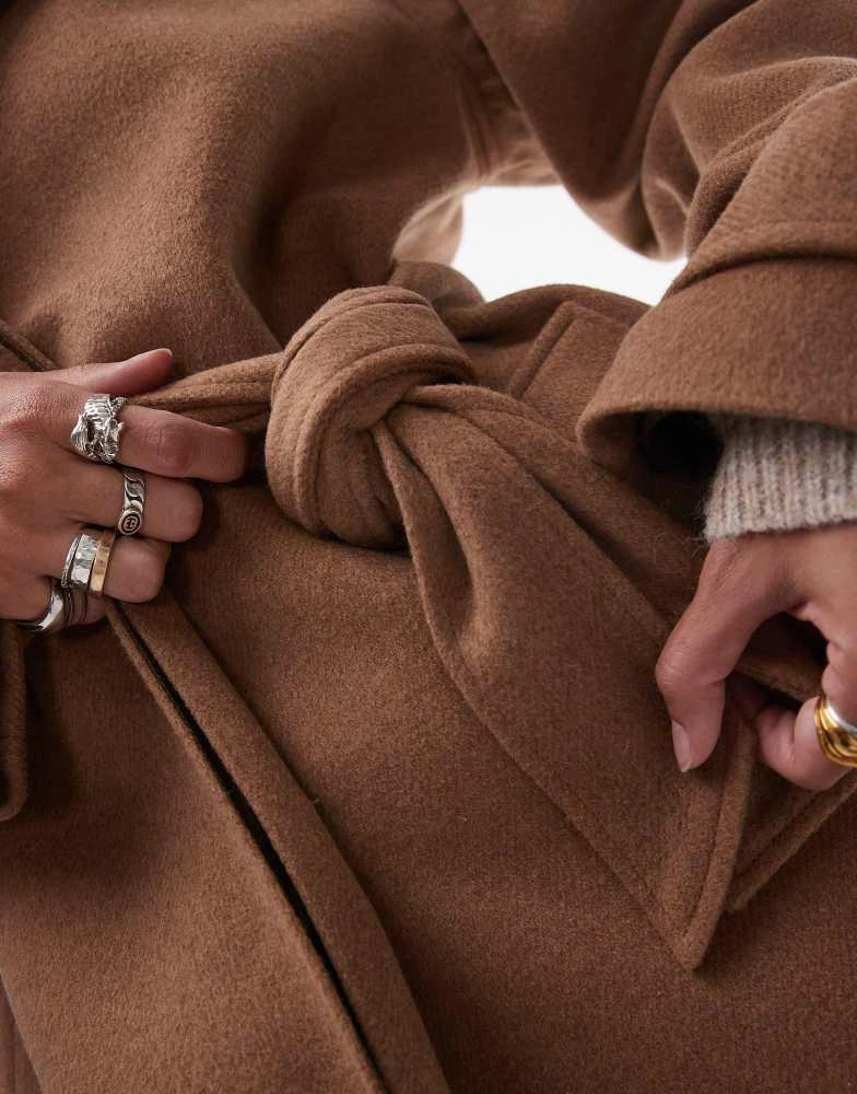 Topshop Topshop tab belted car coat twill in camel 3