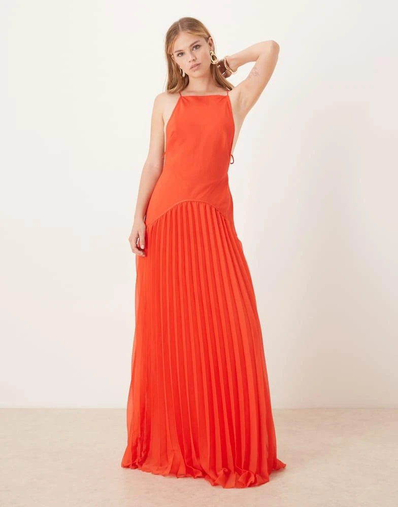 green emerald velvet dress CUTEGAL Apricot Sleeveless Drop Waist Maxi Dress main image 0