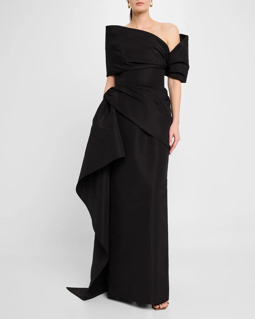 Oscar de la Renta Draped Faille Off-The-Shoulder Gown 2