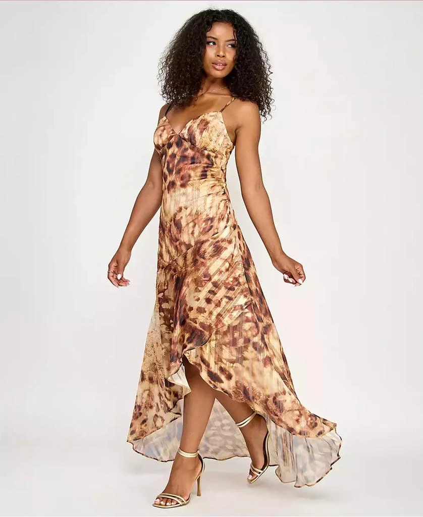 KATIA RAE Juniors' Satin & Chiffon Asymmetric-Hem Dress 2
