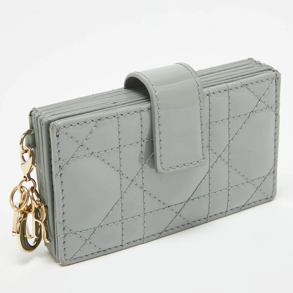 Dior Dior Grey Cannage Patent Leather Lady Dior 5 Gusset Card Holder 3