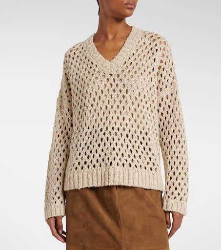 Brunello Cucinelli Sequined silk and linen-blend sweater 6