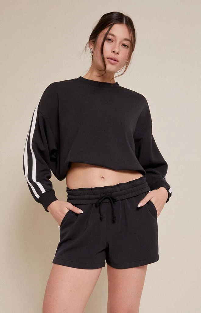PAC 1980 Active Black Stripe Side Sweat Shorts 2