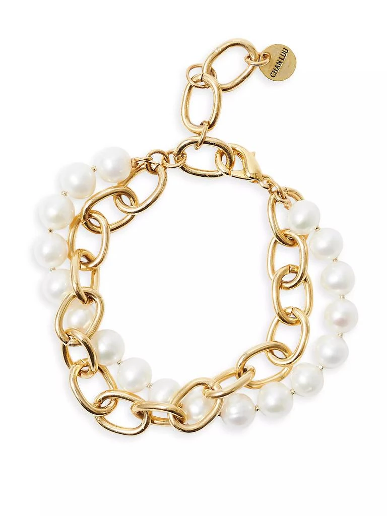 Chan Luu 18K-Gold-Plated & Turquoise Two-Strand Chain Bracelet 1