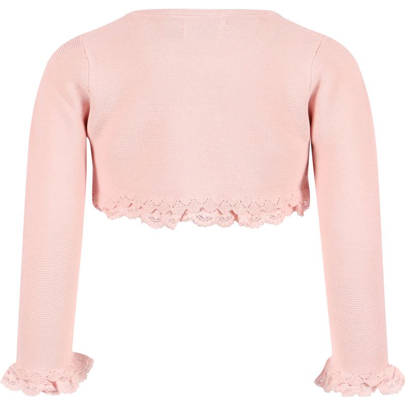 Abel & Lula Scalloped hem and cuffs knit baby cardigan in pink