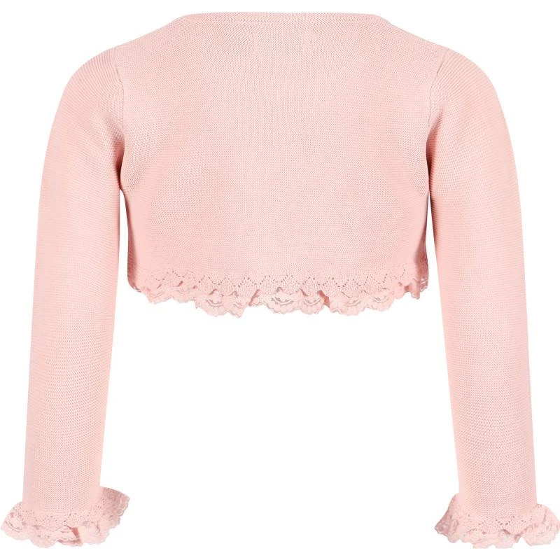 Abel & Lula Scalloped hem and cuffs knit baby cardigan in pink 2