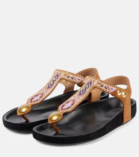 Isabel Marant Enore embroidered suede sandals 4