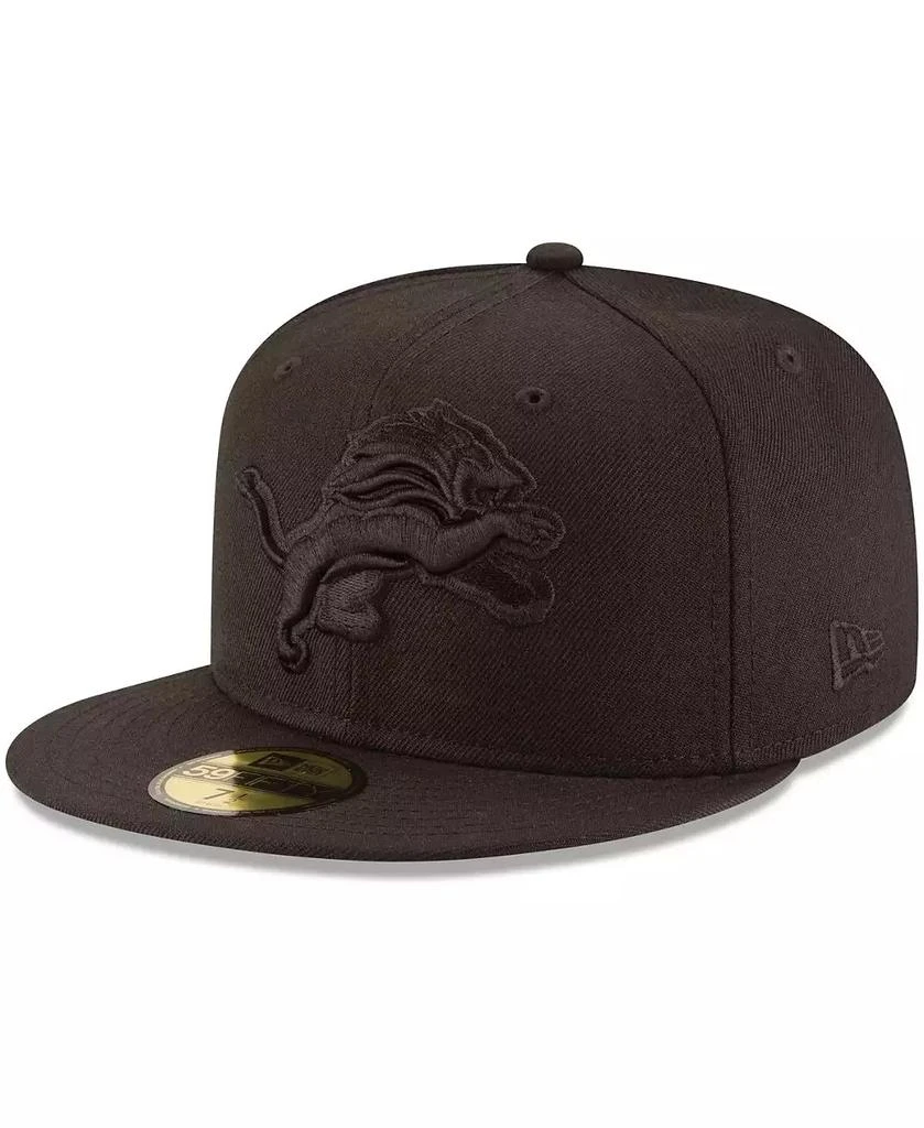 New Era Men's Detroit Lions Black on Black 59FIFTY Fitted Hat 1