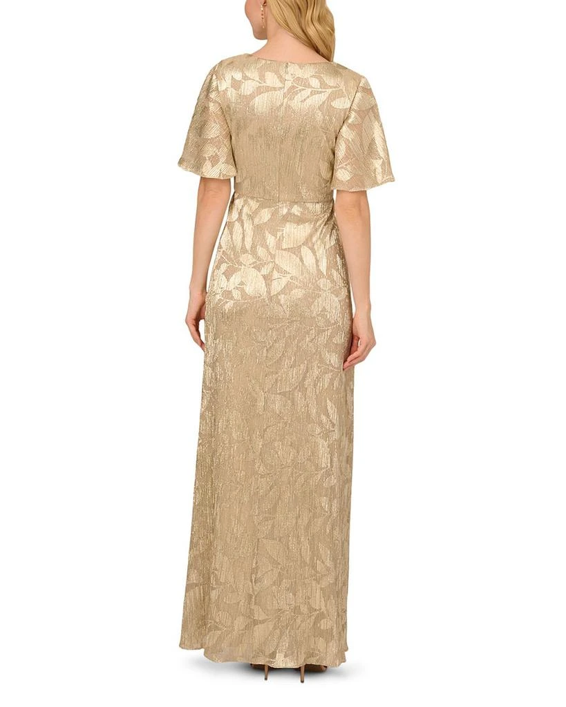 Adrianna Papell Foil Leaf Draped Gown 4