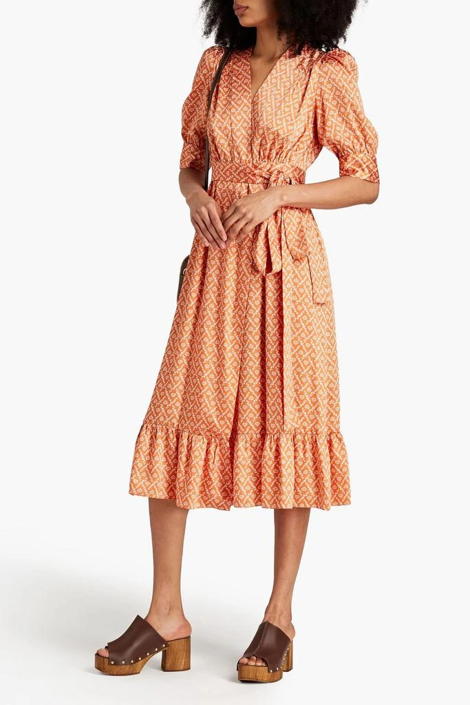 Sandro Printed satin-twill midi wrap dress 2