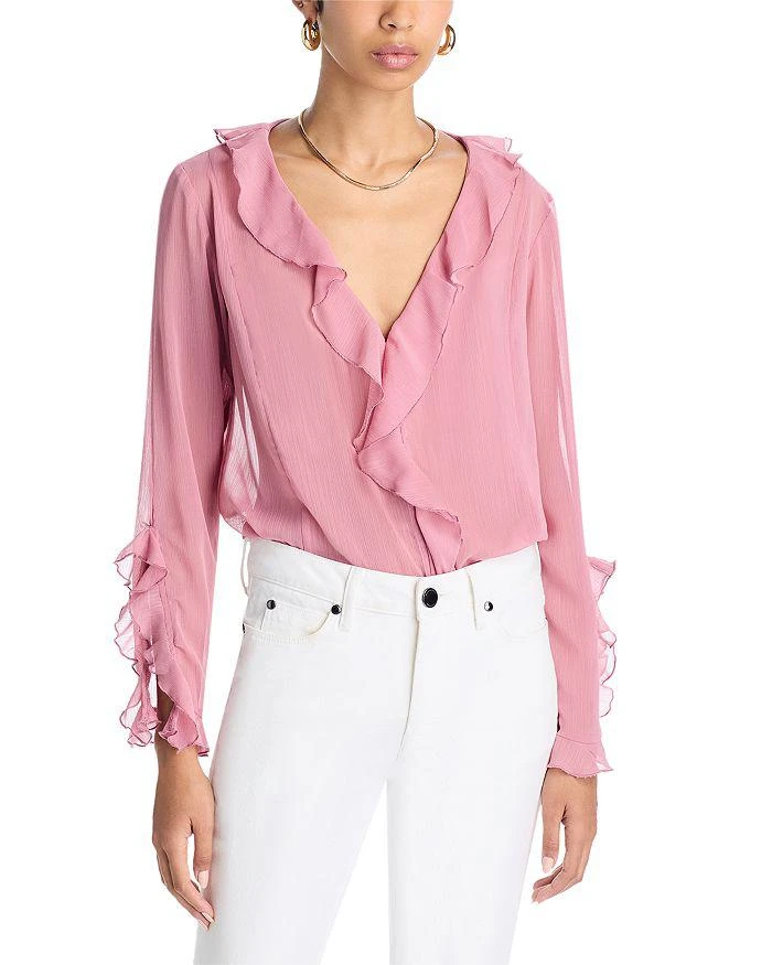 Lucy Paris V Neck Ruffle Top 1