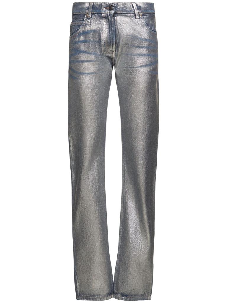 MSGM Silver-coated Denim Low Rise Jeans