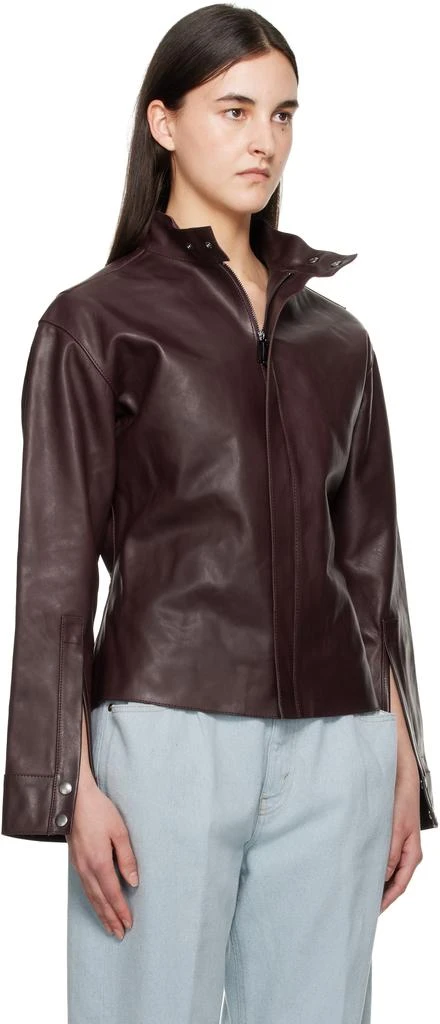 Victoria Beckham Burgundy Sculptural Leather Jacket 2