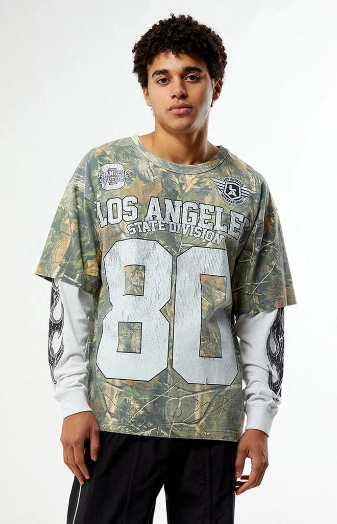 PacSun Camo LA Division 80 Layered Long Sleeve T-Shirt 1