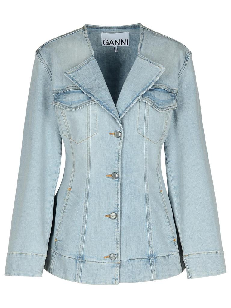 Shop Ganni Fitted Denim Blazer on Sale at BeyondStyle – Get