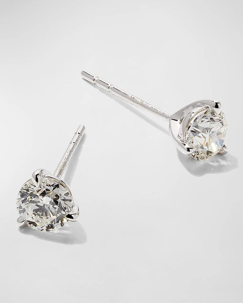 Memoire White Gold 2 Round Diamond Champagne Stud Earrings, 1.0tcw 3