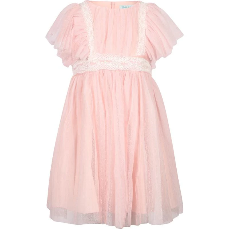 Abel & Lula Lace belt tulle dress in pink 1