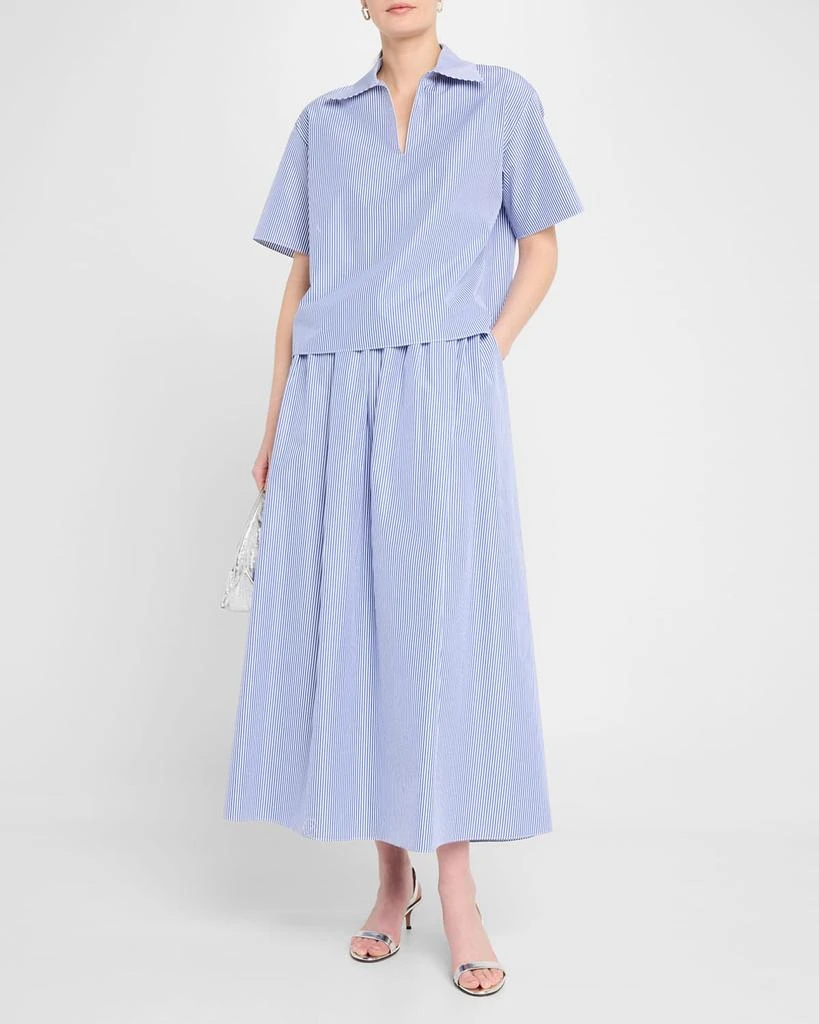 Lafayette 148 New York Gathered-Waist Striped Skirt 2