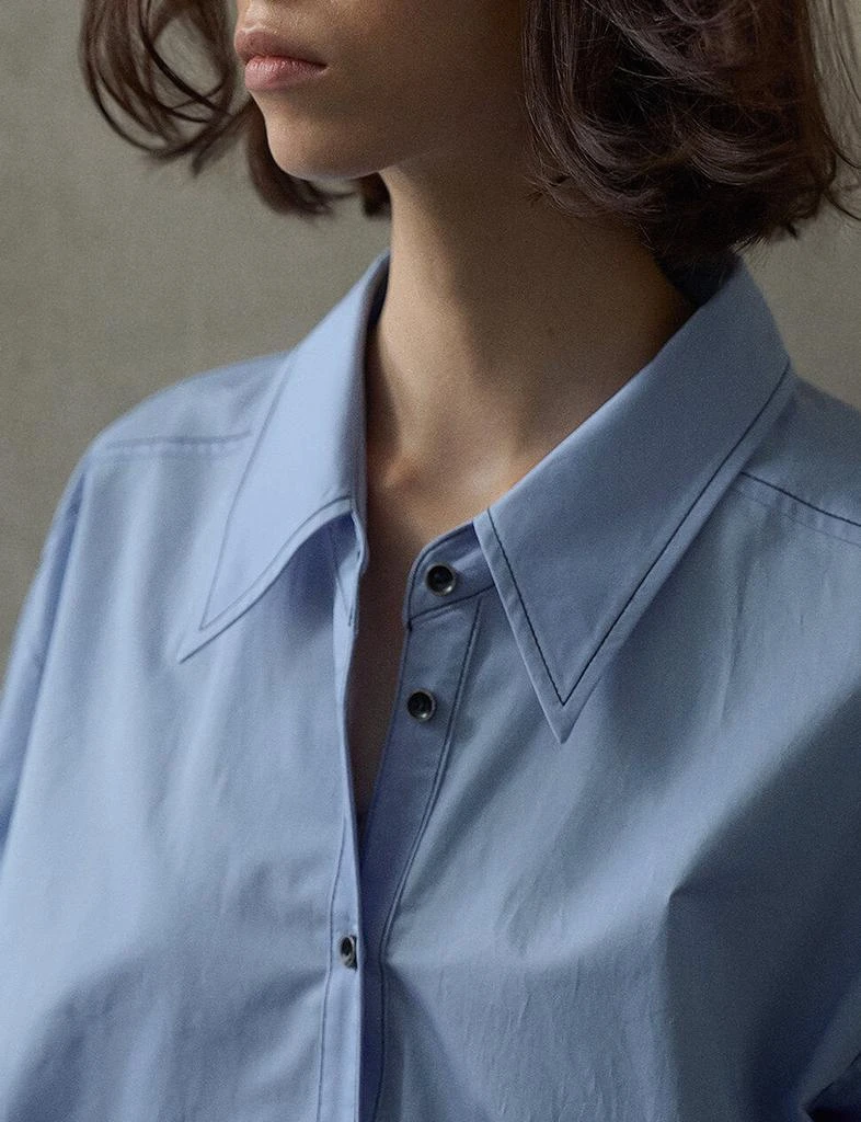 Pixie Market Blue Contrast Stitch Shirt-PREORDER 4