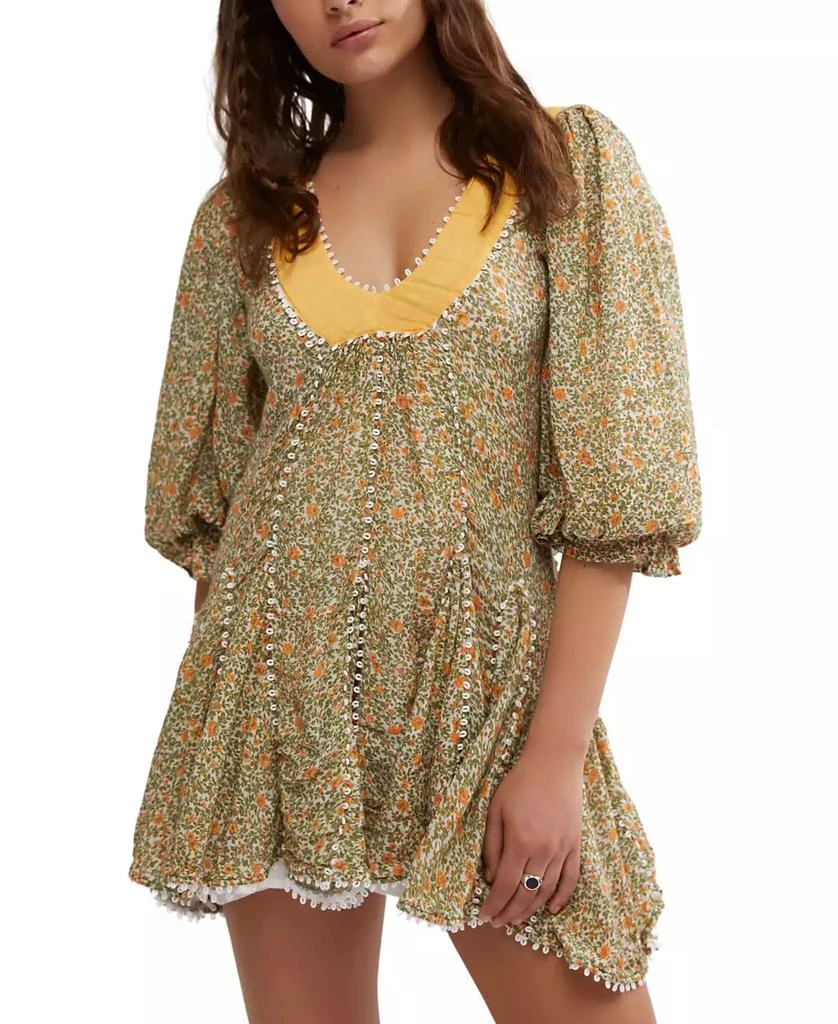 Free People Women's Bali Coral Floral-Print Mini Dress 1