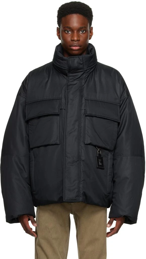 Wooyoungmi Black Funnel Neck Down Jacket 1