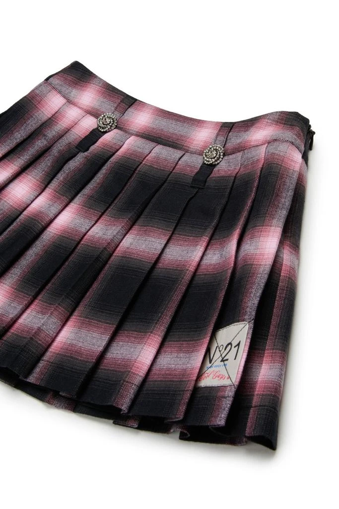 N°21 N°21 Kids Checked Pleated Flannel Mini Skirt 3
