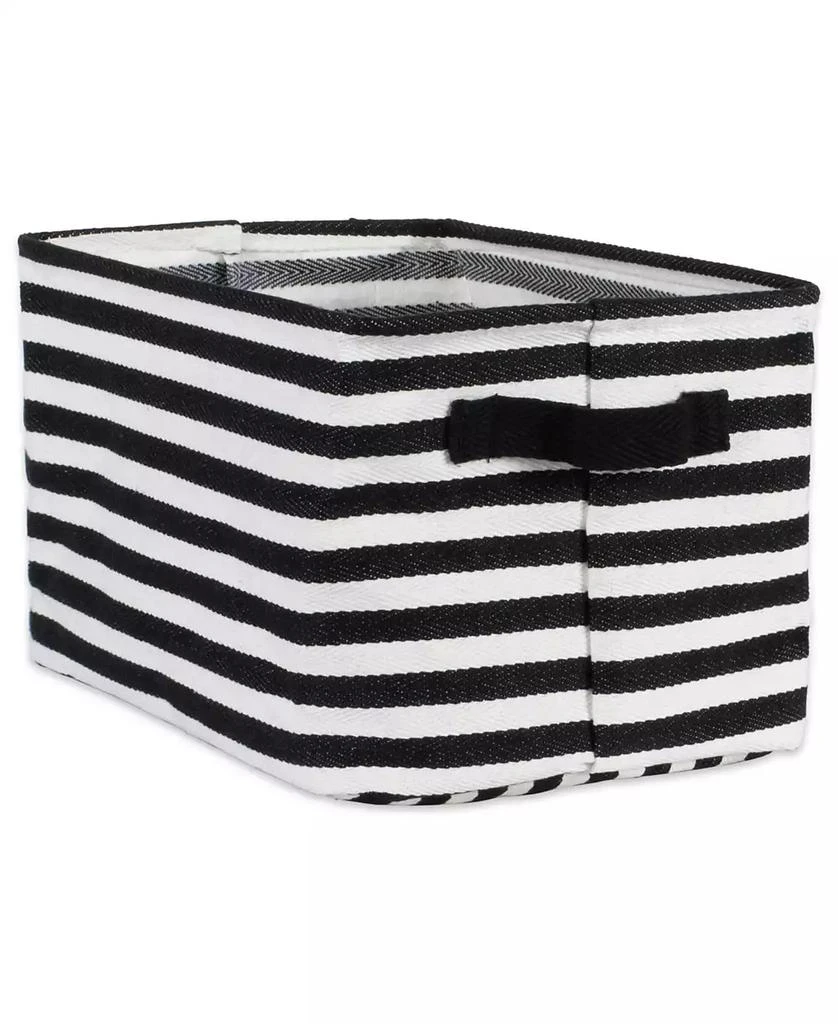 Design Imports Polyethylene Coated Herringbone Woven Cotton Laundry Bin Stripe Rectangle Set of 3 3