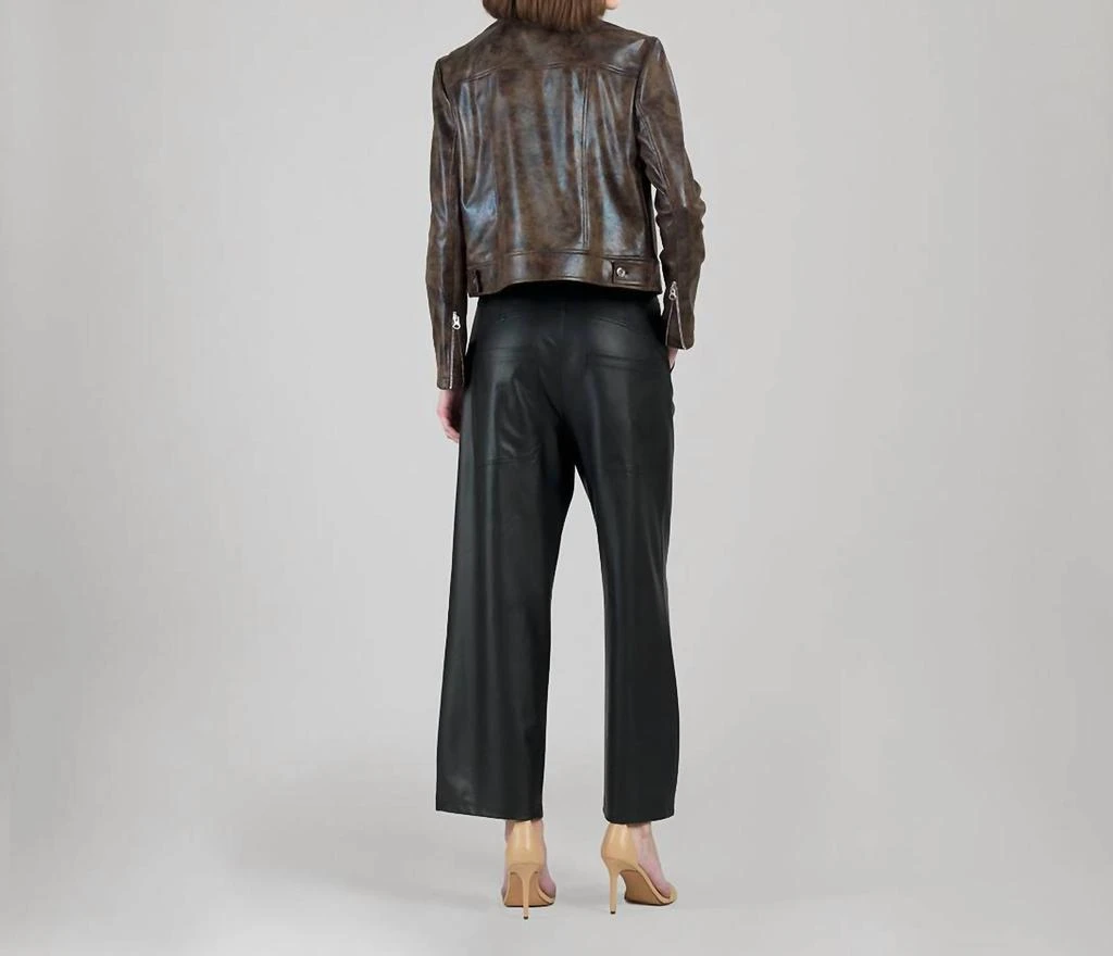 CLARA SUNWOO Clara Sunwoo - Vegan Leather Distressed Zip Cuff Moto Waist Jacket 4