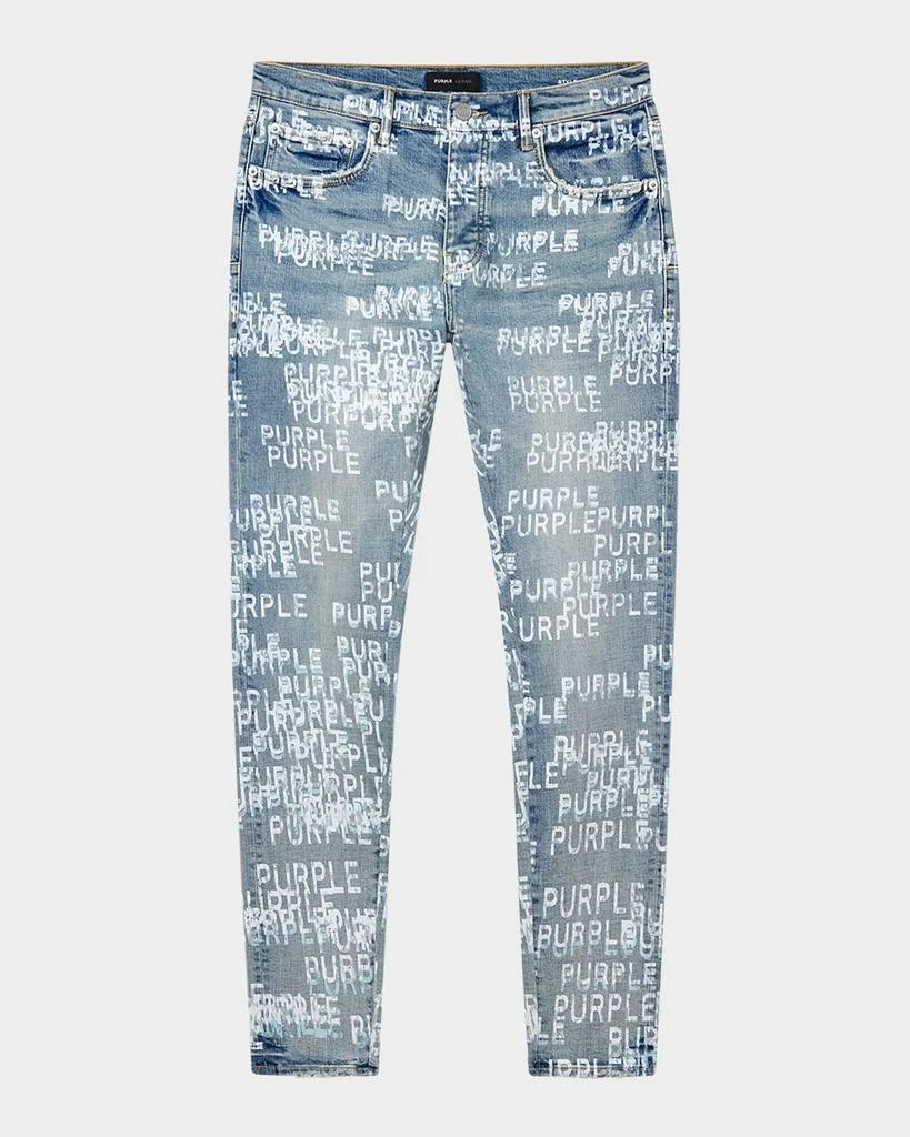 PURPLE Men's Repeat-Logo Skinny Jeans 1