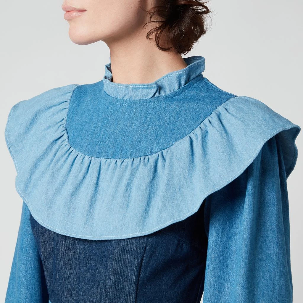 white christmas dresses RIXO Amari Dress in Bud Embroidery Blue – shopatanna main image 1
