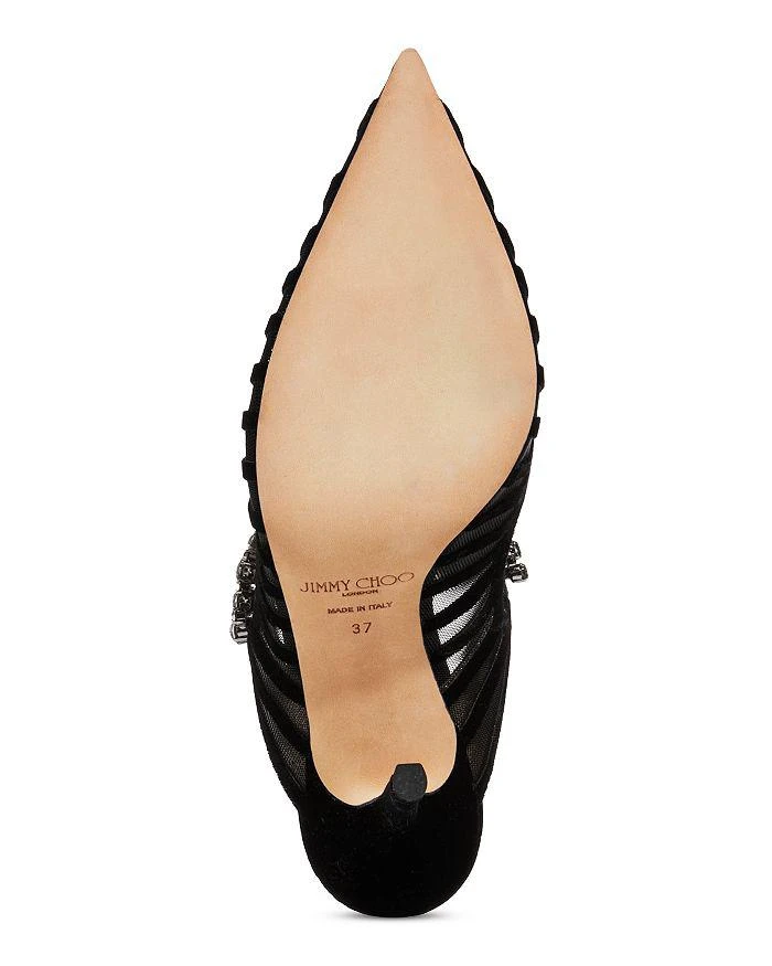 Jimmy Choo Women's Bing 100 Embellished Velvet Cage High Heel Mules 7