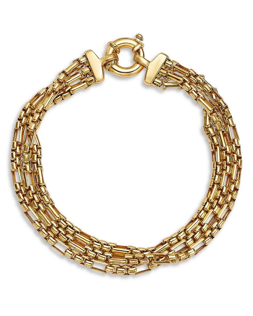 Alberto Amati 14K Yellow Gold Triple Layer Box Link Chain Bracelet 1