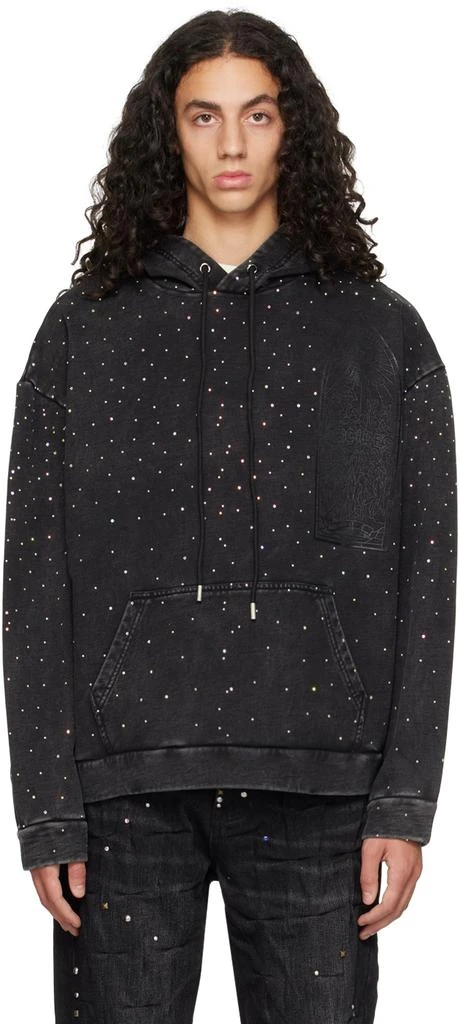 Who Decides War SSENSE Exclusive Black Rhinestone Hoodie 1