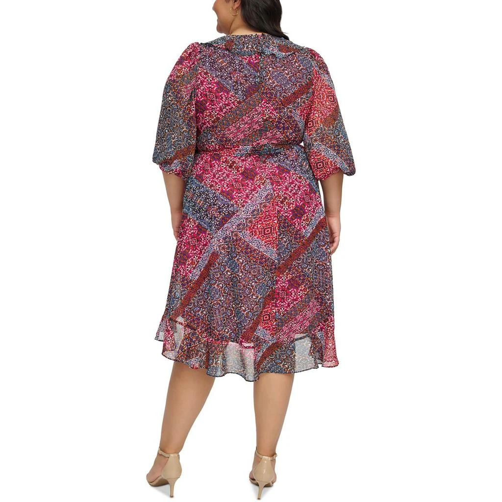 Jessica Howard Plus Womens Printed Knee-Length Wrap Dress 2