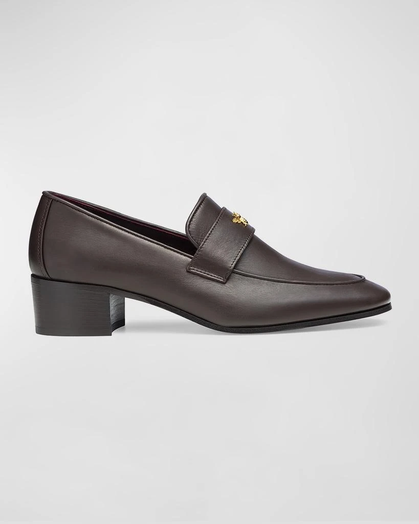 Bougeotte Leather Medallion Heeled Loafers 1