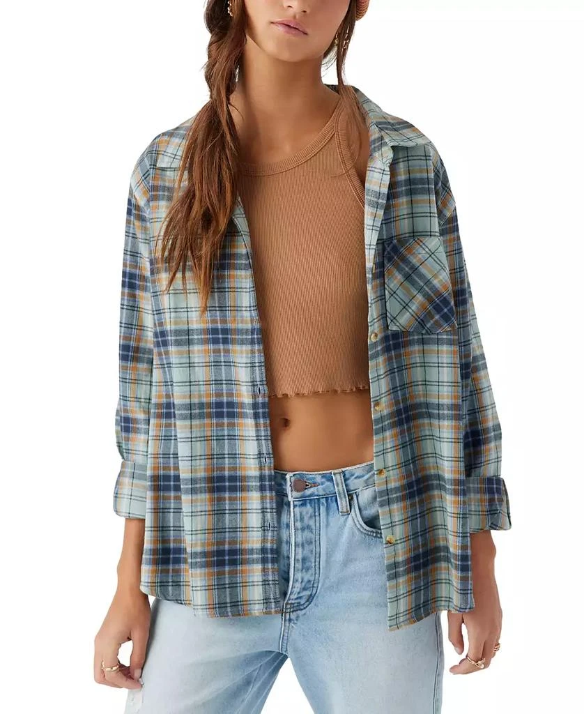 O'Neill Juniors' Logan Plaid Cotton Flannel Button-Front Shirt 1