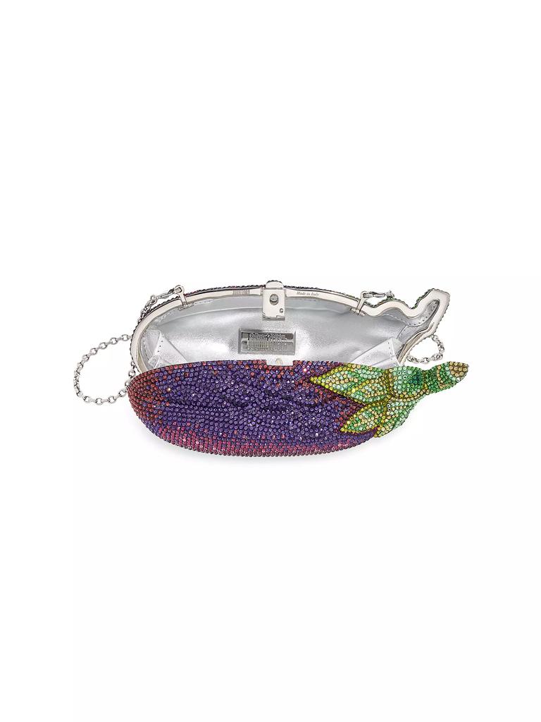 Judith Leiber Eggplant Crystal-Embellished Clutch