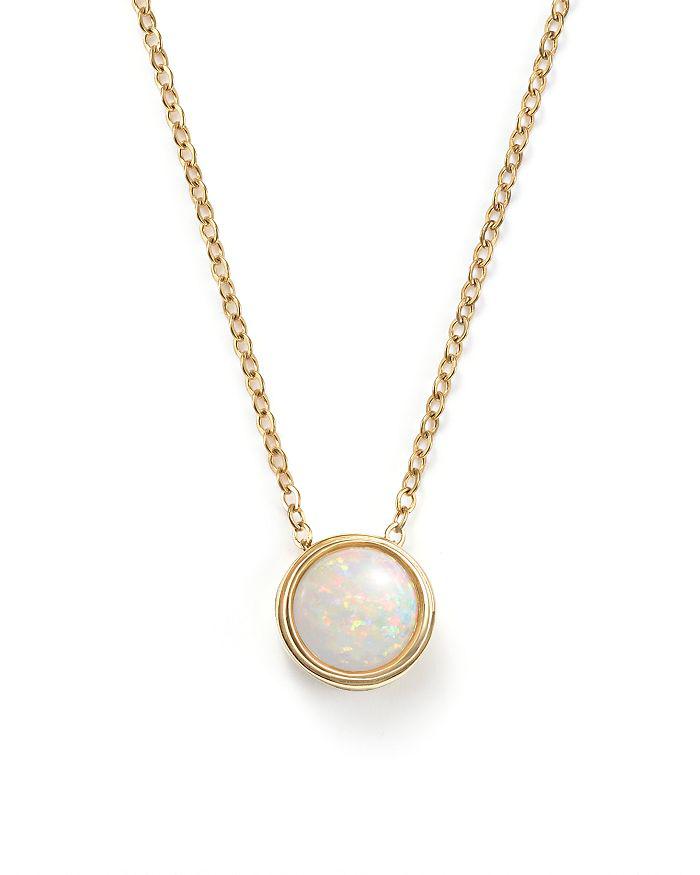 Bloomingdale's Opal Bezel Set Pendant Necklace in 14K Yellow Gold, 18"  - Exclusive