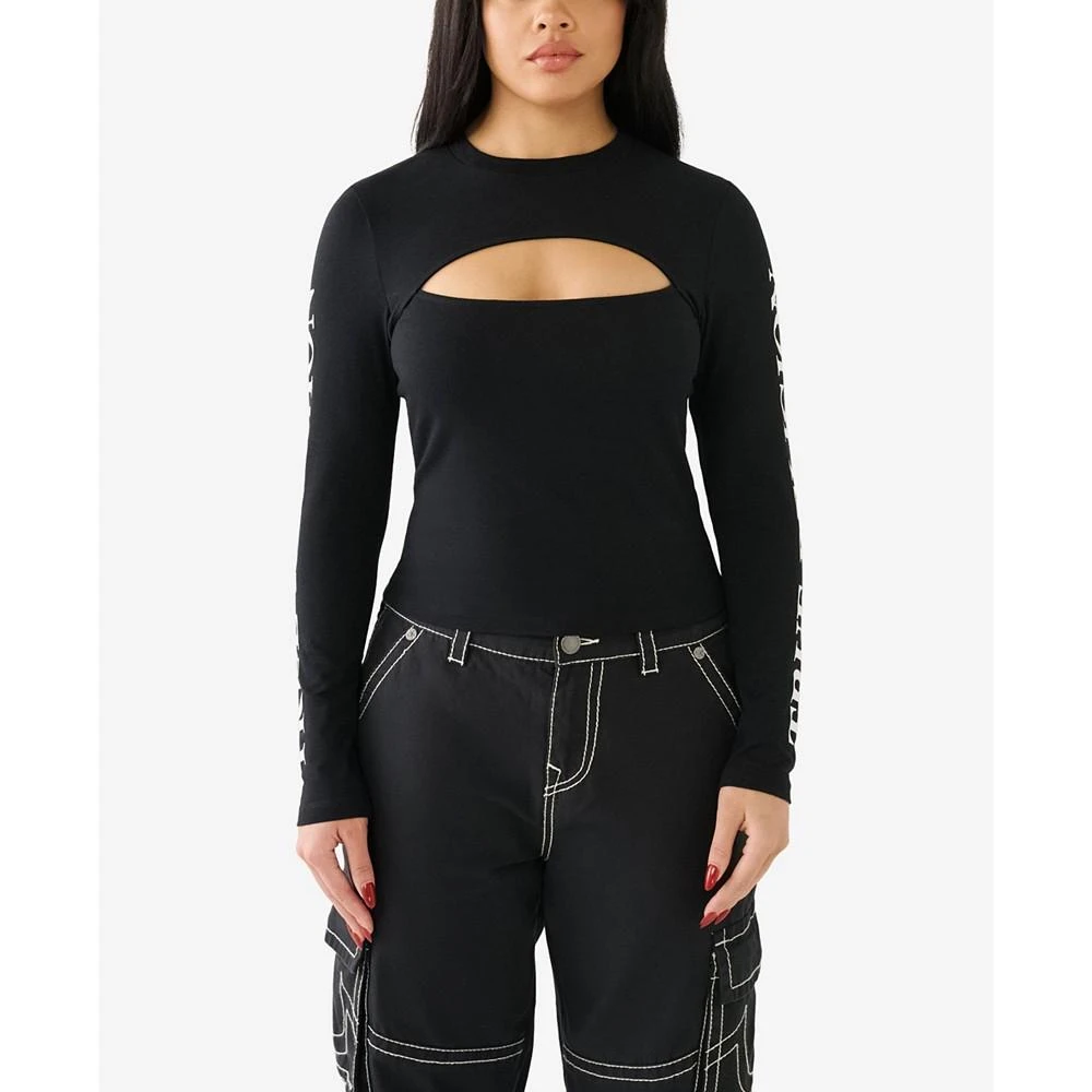 True Religion Women's Long Sleeve Cut Out T-shirt 1