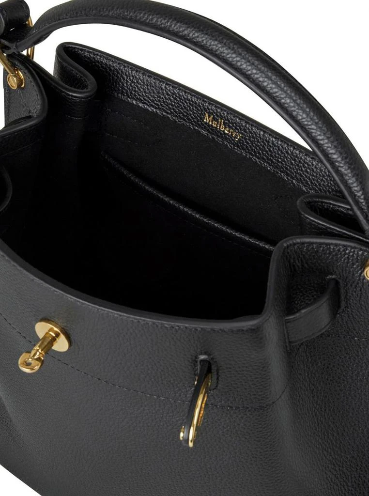 Mulberry 'Small Islington' Black Bucket Bag With Twist Lock Closure In Hammered Leather Woman 4