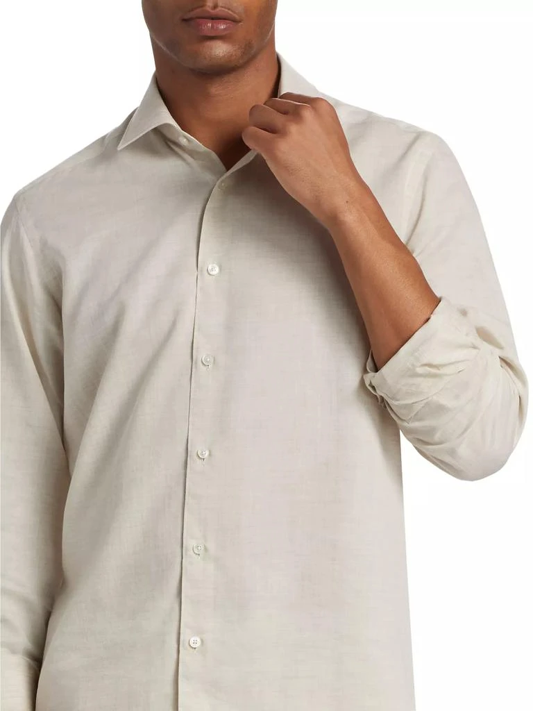 Saks Fifth Avenue COLLECTION Heathered Woven Long-Sleeve Shirt 6