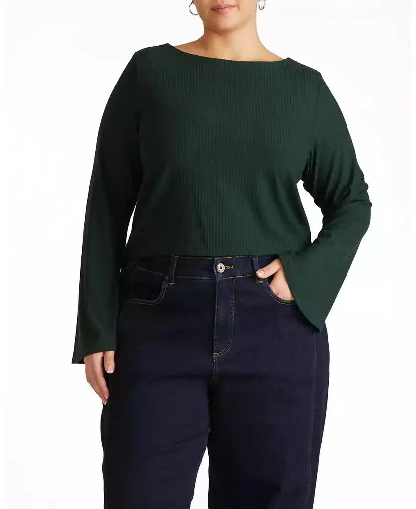 Universal Standard Plus Size Yasmin Flare Sleeve Ribbed Top