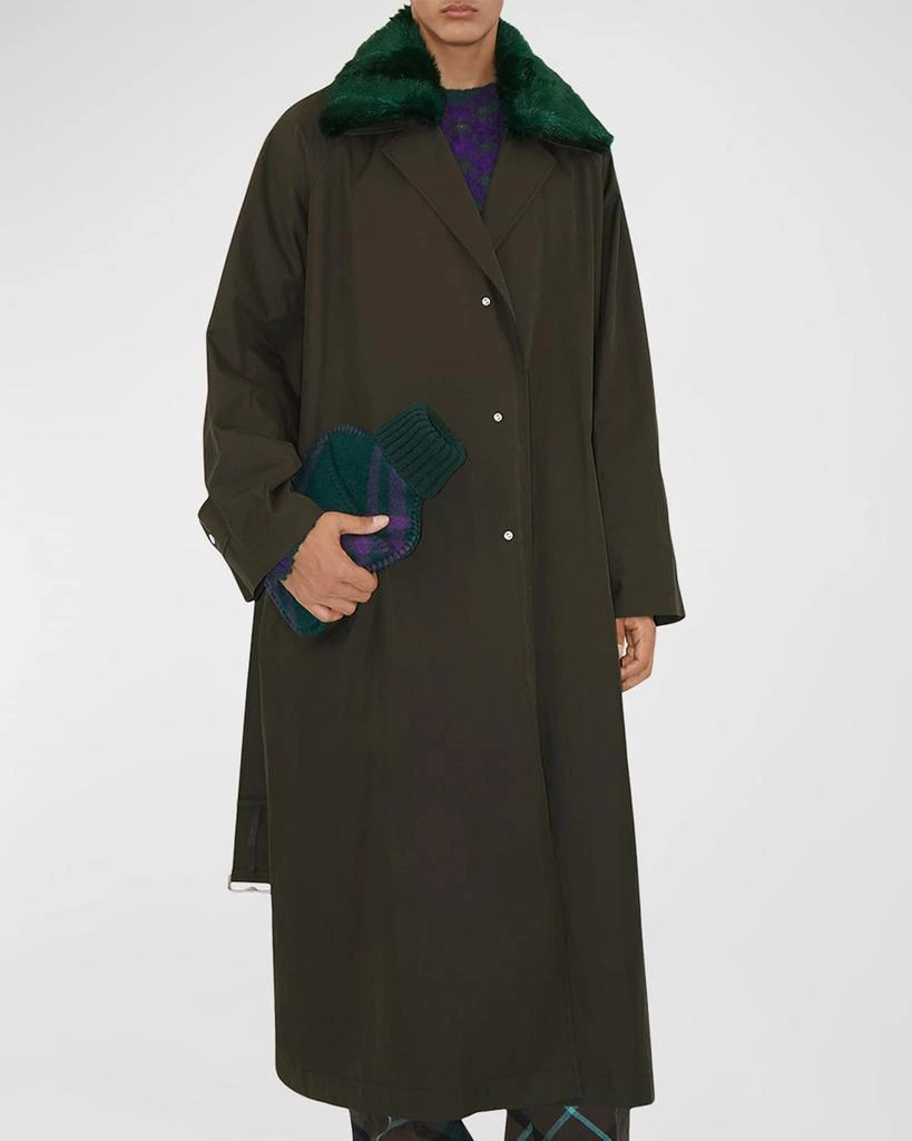 Burberry Men's Trench Coat with Faux-Fur Collar 4