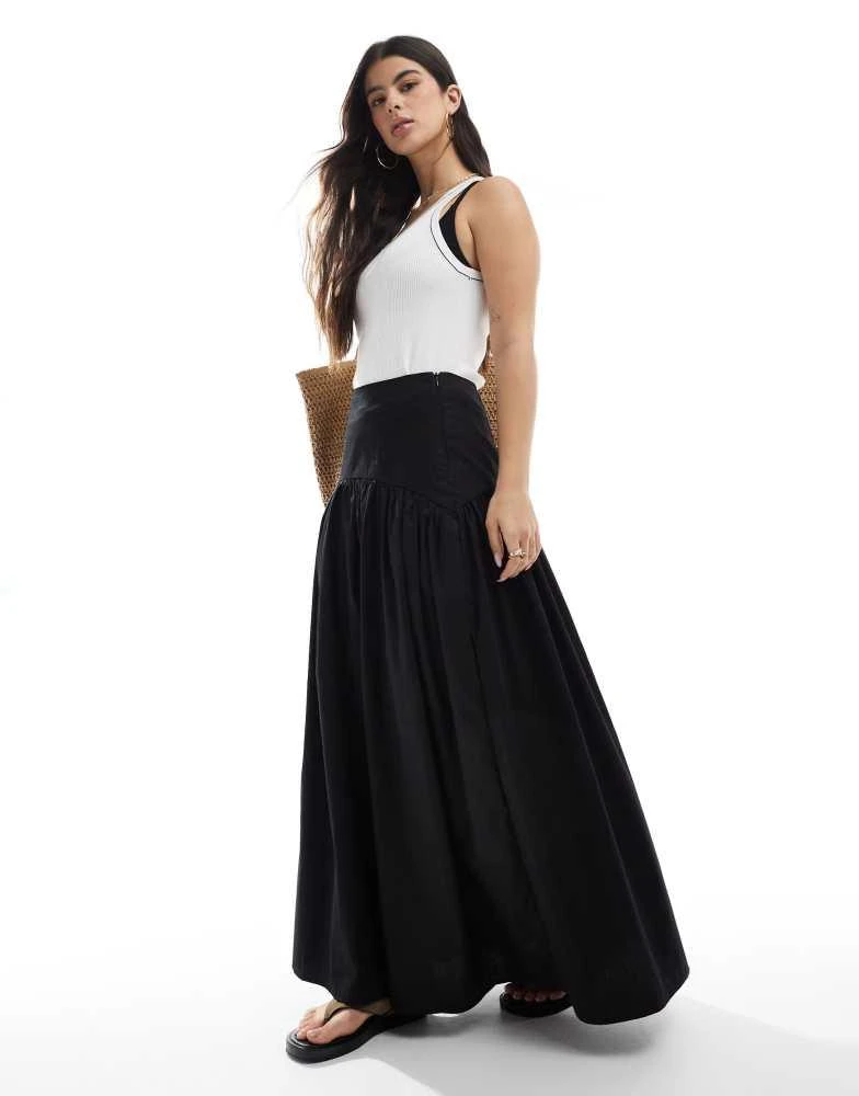ASOS ASOS DESIGN drop waist maxi skirt in black 1