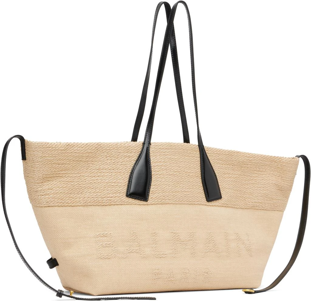 Balmain Beige Track Raffia Tote 2
