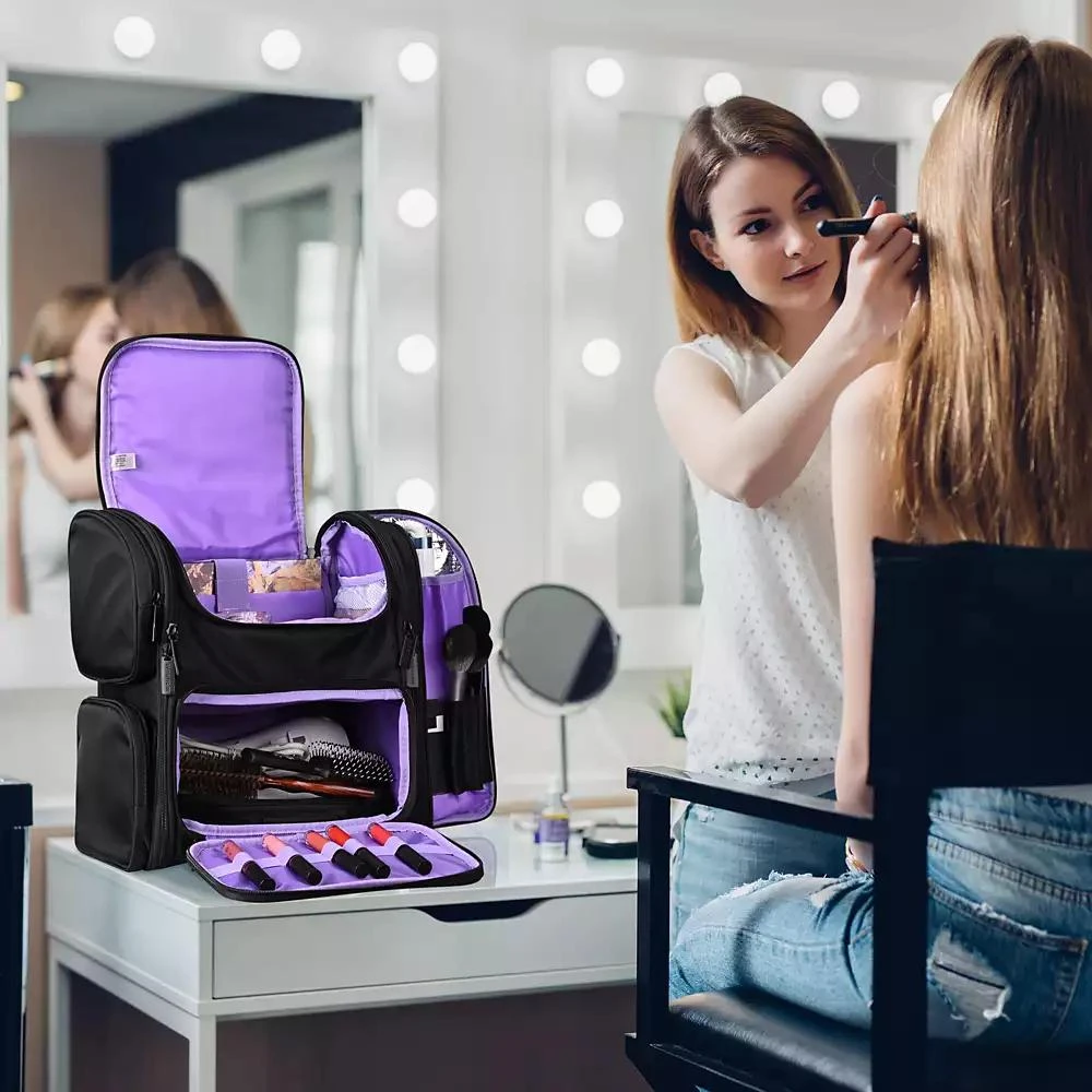 Byootique Rolling Makeup Train Case w/ Backpack Travel Barber Cosmetic Storage 6