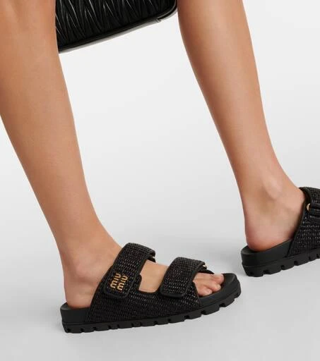 Miu Miu Logo raffia-effect sandals 7