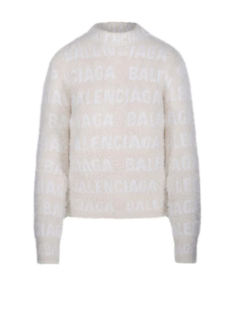 Balenciaga Balenciaga Allover Logo Furry Fitted Sweater 1