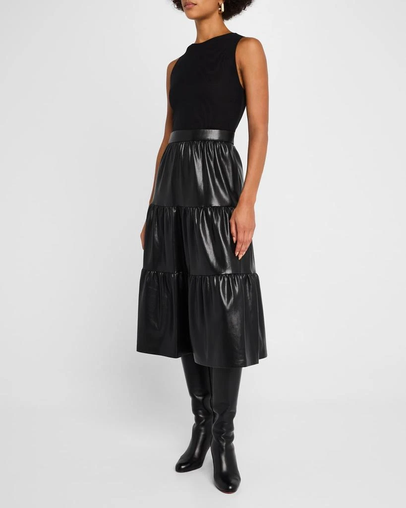 Shop Chara Sleeveless Tiered Vegan Leather Midi Dress on Sale at  BeyondStyle  Get 52% Off Chara Sleeveless Tiered Vegan Leather Midi Dress  with Limited-Time Flash Deals, Exclusive Discounts, and Special Offers.